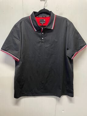 Stone Falcon Men's Black Short Sleeve Polo Shirt Size 2XL Red/White Details Golf